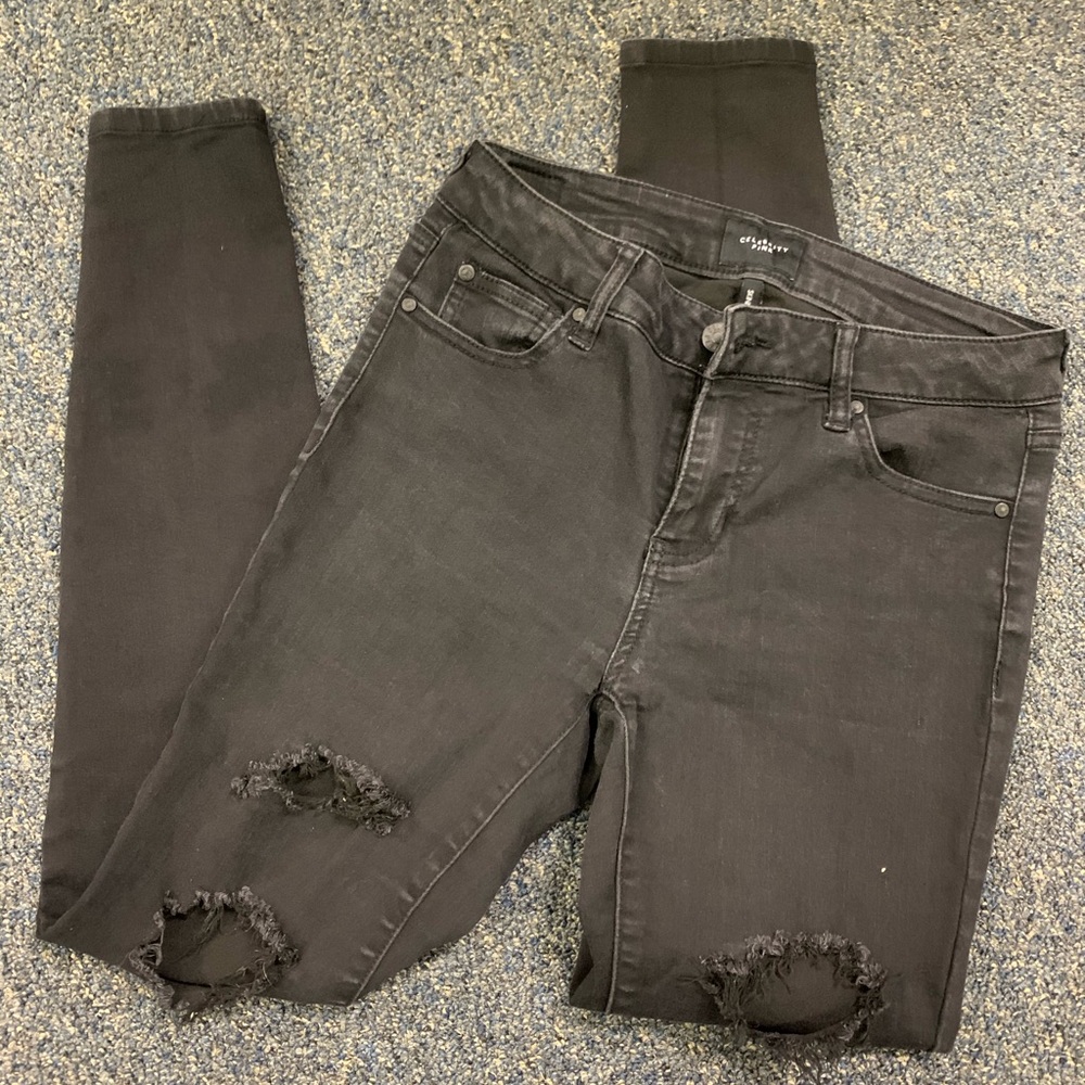 Celebrity Pink Ripped Black Skinny Jeans